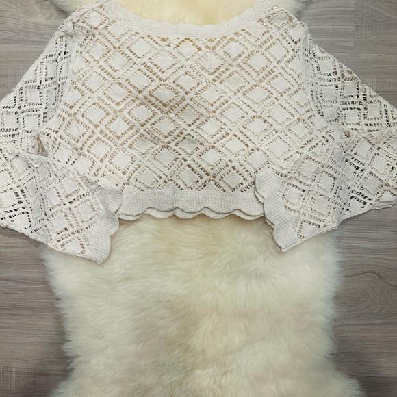 Rebellion Tops - Rebellion Cream Crochet Top.   RD/RD